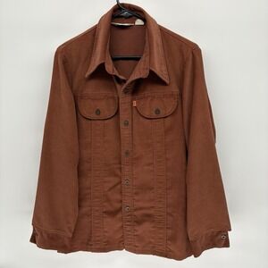 Vintage 70s Levis Panatela Corduroy Shirt Rust Brown Orange Tab Western Retro L